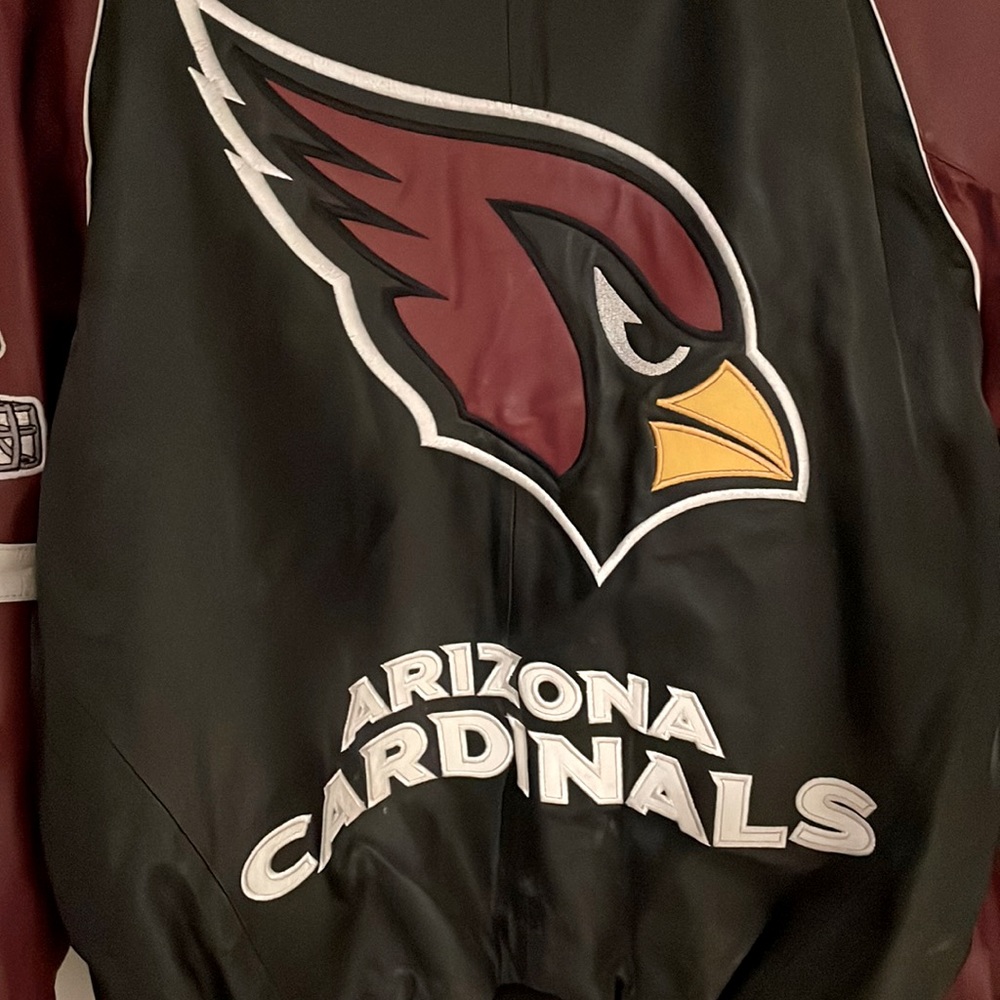 Arizona Cardinals men’s large leather jacket with Diamond stitch lining